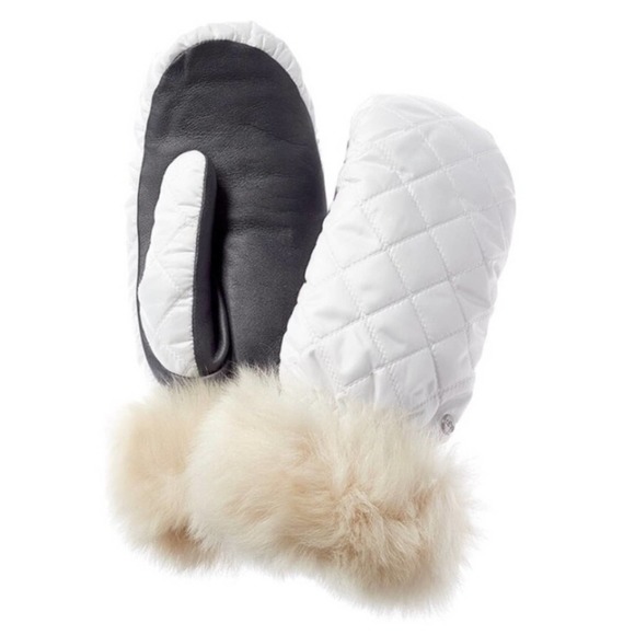 UGG Accessories - UGG All Weather Touch Shearling Trim Quilted Mittens in White Women's L/XL